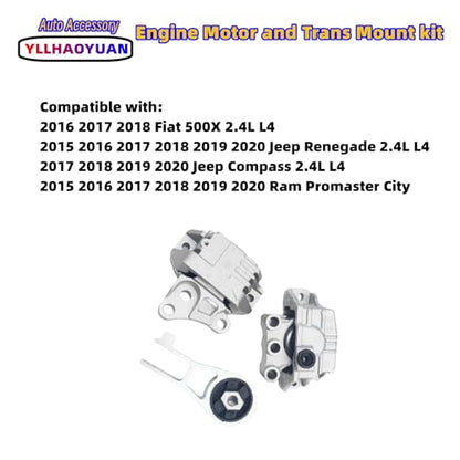 Yllhaoyuan Engine Motor Transmission Mount Set for Renegade/Compass 2.4L - size: 2015-2020 Jeep Renegade 2.4L L4