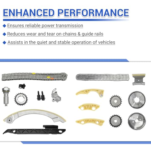 94201S Engine Timing Chain Kit for Chevy Cobalt Captiva Equinox Malibu HHR, Buick LaCrosse Regal Verano, GMC Terrain SAAB Pontiac Saturn 2.0 2.2 2.4L Ecotec Replace 9-4201S 9-4201SX - size: 9-4201S