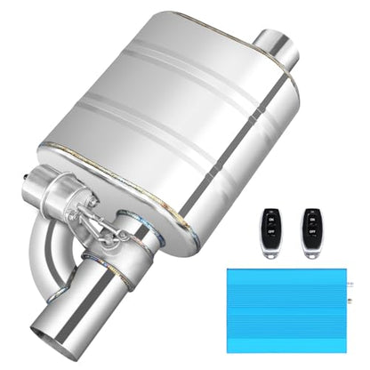2 Inch Valved Muffler Exhaust Cutout with Muffler Cat Back Exhaust System Kit - size: 2"