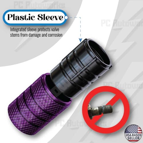 Aluminum Tire Valve Stem Caps – Anti-Rust, Premium Anodized Aluminum, Corrosion-Resistant, Easy Install, Universal Fit for Car, Truck, Bike, SUV – 1 Pack/Set of 4 (Plum Purple) - color: PLUM PURPLE