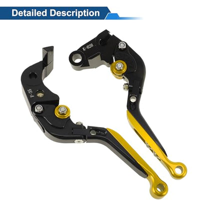 Brake Clutch Levers for Kawasaki ZX636R 00-04 Black Gold Tone - color: Black Handle Gold Tone End