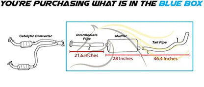 Exhaust Intermediate Pipe, Muffler, Resonator Exhaust Kit Compatible for 2001-2005 GMC Yukon 4.8L 5.3L | Stainless Steel | Northeastern Exhaust | Free Clamps Included | Automotive Replacement Part