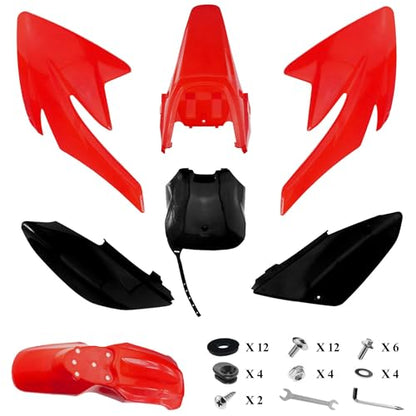 PRO BAT 7 PCs Plastic Fairing Fender Kit - color: Black&Red CRF50 Plastic Fender Kit