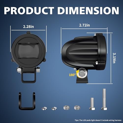 4WDKING 2" LED Motorcycle Lights 20W 2000LM Spot Driving Lights IP68(2PCS)