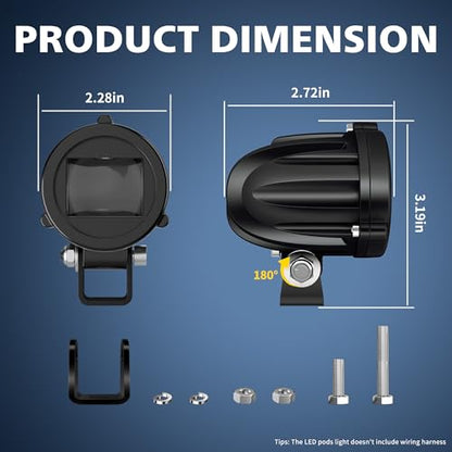4WDKING 2" LED Motorcycle Lights 20W 2000LM Spot Driving Lights IP68(2PCS)