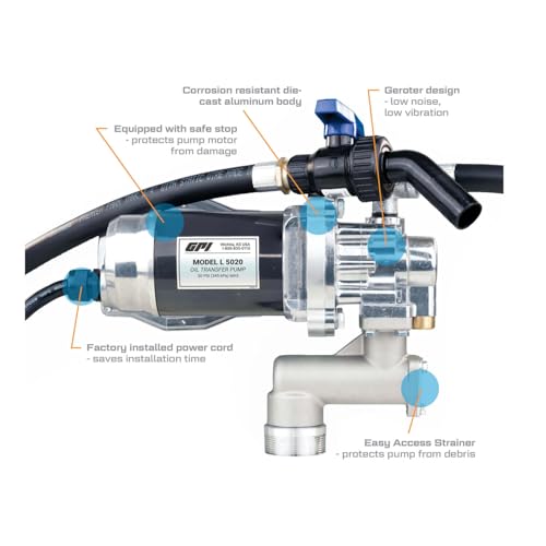 GPI - L5020 Heavy Duty Oil Transfer Pump, 20 QPM/5 GPM, 12 Volt (142100-04) - style: 5 GPM, 12 Volt