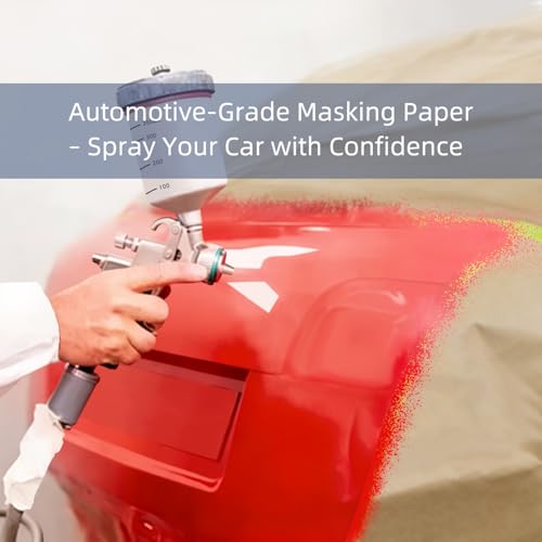 Pre-Taped Masking Paper, 23.6in x 52.5ft x 2 Rolls - size: 23.6in x 52.5ft