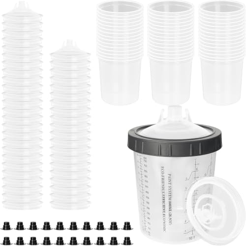 Paint Spray Gun Disposable Cups System 800ml (28oz) with Lids Liners - size: 28 Ounce Kit (800ml)