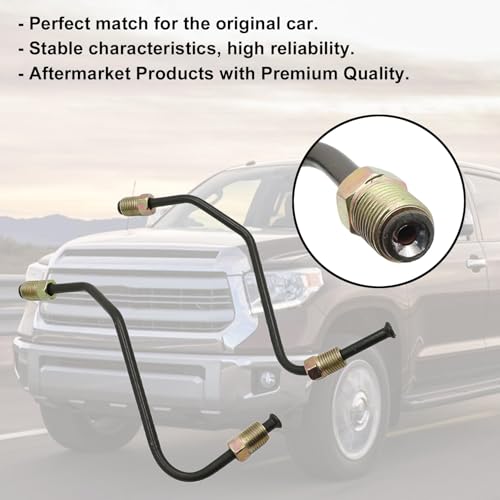 FZJDSD Front Brake Caliper Line Kit Pair Compatible with 2007-2014 Toyota Tundra 4WD, Left & Right Hydraulic Brake Flex Hose Set, DOT Compliant Steel Brake Lines, Caliper to Hard Line