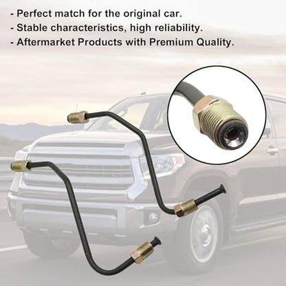 FZJDSD Front Brake Caliper Line Kit Pair Compatible with 2007-2014 Toyota Tundra 4WD, Left & Right Hydraulic Brake Flex Hose Set, DOT Compliant Steel Brake Lines, Caliper to Hard Line