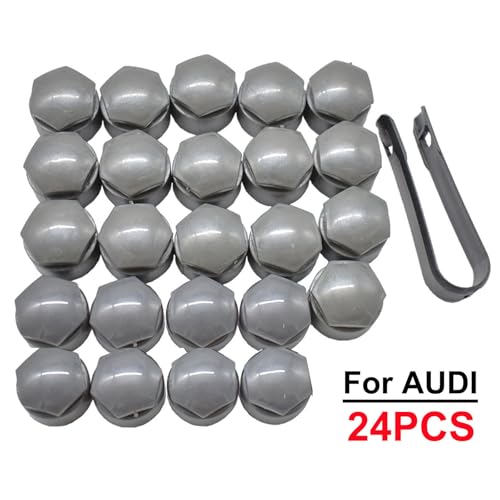 XUKEY Lug Nut Covers for Audi, 24pcs 25mm + Disassembly Tool (Grey) - color: Grey