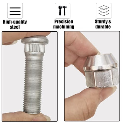 6Sets 1/2-20 Inch Wheel Stud with Nuts for Trailer Compatible with Lippert Axles 3500 lb, Compatible with Dexter Axles 4400 lb with 1/2"-20 UNF Thread Size, Wheel Studs - size: 6Sets
