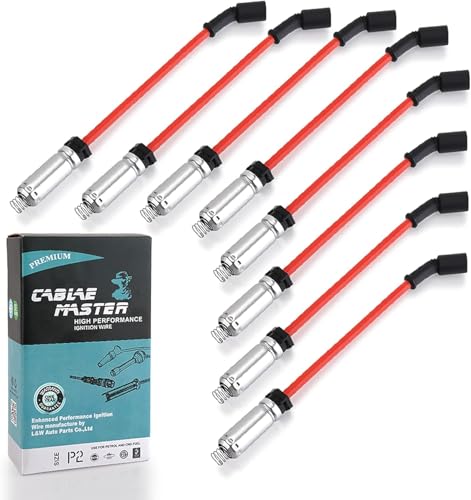 10.2 MM Racing Spark Plug Wires for LR4 LM7 L59 L33 LQ4 LQ9 Escalade Avalanche Silverado Tahoe W4500 Tiltmaster Sierra Yukon H2 4.8L 5.3L 6.0L V8 1999-2007 Red