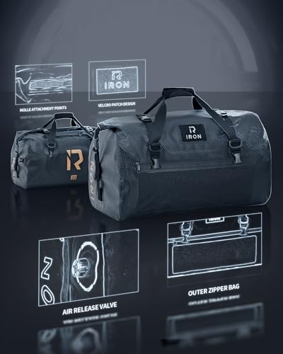 IRON JIA'S Motorcycle Dry Bag, Waterproof Duffel Bag with Roll-Top Closure - color: Carbon Fiber, size: 30L