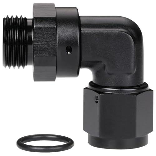 8AN Female Flare Swivel to 8AN -8 ORB Male O-ring Boss 90 Degree Fitting Adapter Aluminum Black - color: Black - 90 Degree, size: 8AN Female to -8 ORB Male