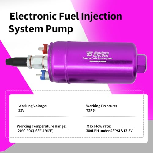 044 External Inline Fuel Pump Kit 300LPH High Flow Universal Purple