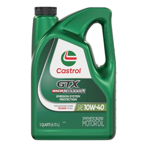 Castrol GTX High Mileage 10W-40 Synthetic Blend Motor Oil, 5 Qt, Pack of 3 - size: 5 Quarts, Pack of 3