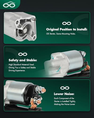 SCITOO Starter Motor 19095 for Land for Rover LR2 2008-2012 L6 3.2L 1.1KW 12V CW 10Teeth - size: 19095R