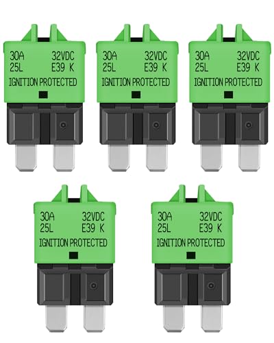 LENKRAD Automotive 30 Amp ATC/ATO Resettable Fuse 30A Manual Reset Standard Blade 30Amp Fuses Manual-Reset Circuit Breaker 30A for Car Truck RV Marine Boat Trolling Motorhome, 5 Pack - color: E39-30A-5 Pack