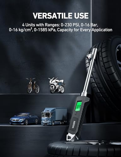 AstroAI Heavy Duty Digital Tire Pressure Gauge 0-230 PSI - size: 2 Pack, style: Long Version