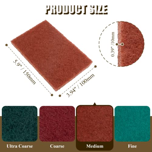 12pcs Red Scouring Pads, Heavy Duty Scour Pads Multipurpose Scour Pad Reusable Scrubbing Pads with Anti Grease Technology for Kitchen Scrubber Sink Dish Cleaning Metal Grills - size: Medium, 12pcs