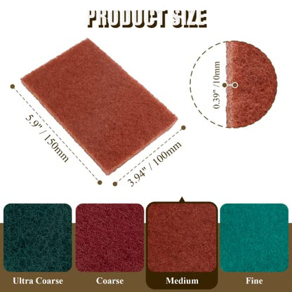 12pcs Red Scouring Pads, Heavy Duty Scour Pads Multipurpose Scour Pad Reusable Scrubbing Pads with Anti Grease Technology for Kitchen Scrubber Sink Dish Cleaning Metal Grills - size: Medium, 12pcs