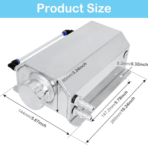 2L Aluminum Coolant Overflow Tank, Universal Radiator Reservoir White - color: White