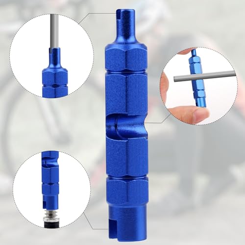 5 Pcs Tire Valve Repair Tool Set, Dual & Single Head Valve Core Remover Wrench 4 Way Stem Puller Stem Core Wrench Installation Removal Tool for All Standard Schrader Valves Cars Trucks Motorcycle