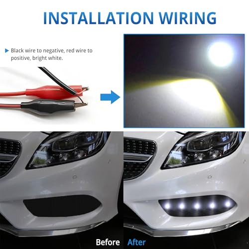 4Pcs 23mm COB DC 12V Eagle Eye LED Car Fog DRL Daytime Running Light Car ATV Camper Trunk Motorcycle Marker Lights Lamp Tail Reverse Fog Light Signal Lamp (White) - color: White