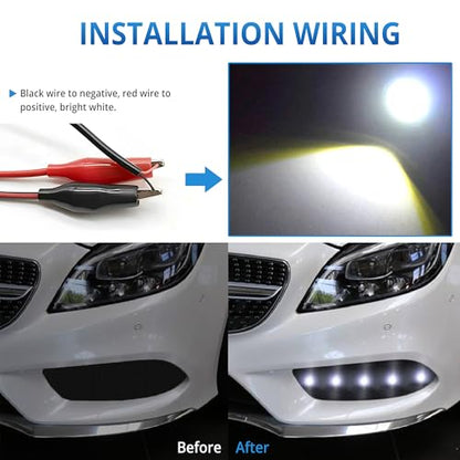 4Pcs 23mm COB DC 12V Eagle Eye LED Car Fog DRL Daytime Running Light Car ATV Camper Trunk Motorcycle Marker Lights Lamp Tail Reverse Fog Light Signal Lamp (White) - color: White