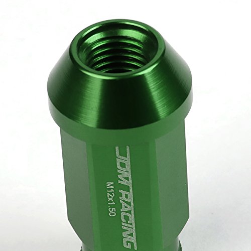 Auto Dynasty 20-Piece M12 x 1.5 Extended Aluminum Alloy Wheel Lug Nuts+Adapter Key (Green) - color: Green
