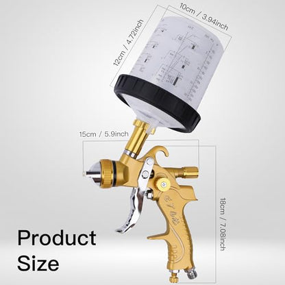 HVLP Automotive Spray Gun Kit, 10pcs 600ML Disposable Paint Cups - color: yellow
