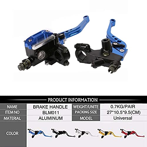 PACEWALKER Universal Motorcycle 7/8" 22mm Handlebar Brake Master Cylinder Clutch Lever CNC Left & Right Set for Honda Kawasaki Suzuki Yamaha Blue - color: Blue