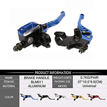 PACEWALKER Universal Motorcycle 7/8" 22mm Handlebar Brake Master Cylinder Clutch Lever CNC Left & Right Set for Honda Kawasaki Suzuki Yamaha Blue - color: Blue