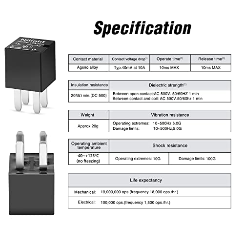 Nilight 5PCS 12V 4Pin SPNO Purpose Micro Relay 20A Sealed for Polaris RZR - color: 4Pin Relay