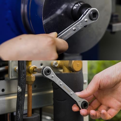 DURATECH 4 IN 1 HVAC Service Wrench, 3/16", 1/4", 5/16", 3/8" - size: 1PC Flat Service Ratchet Wrench