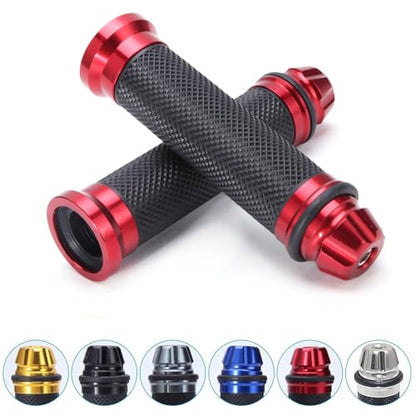 Universal 7/8" 22mm Motorcycle Handlebar Grips - Gel Rubber Compatible with Chopper, Cruiser, Street, Dirt Bike - color: Red