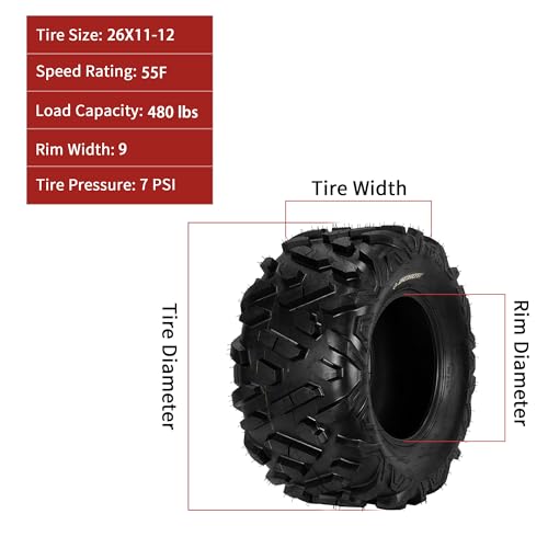 GarveeTech ATV Tires, 2 Pack 26x11-12 26x11x12 ATV UTV Tires for Trail, Desert, Mud, Dirt, Street, Sand, 6PR Tubeless - size: 26X11-12, style: Pattern A