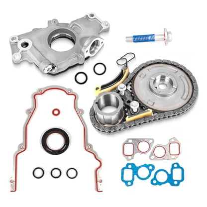 Engine Oil Pump & Timing Chain Kit for 2007-2013 Chevy Silverado 1500/Tahoe/Avalanche, GMC Sierra/Yukon, Buick Cadillac - Compatible with 4.8L 5.3L 6.0L 6.2L Vortec Engines (Non-VVT)