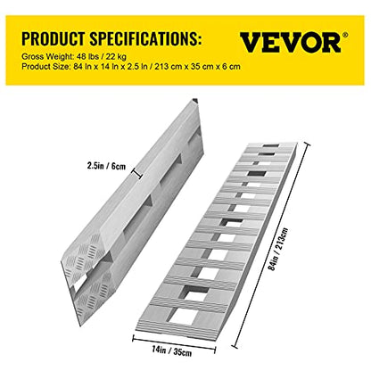 BestEquip 84x14 Inch Aluminum Ramps 6000LBS Capacity Car Trailer Truck ATV Ramps 1 Pair 2 Ramps