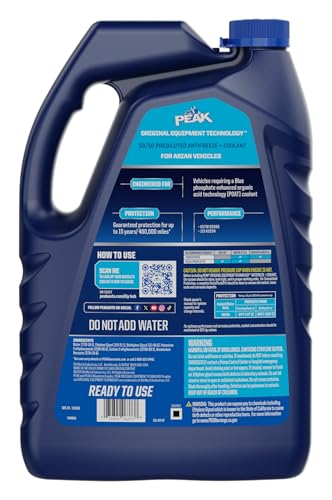 PEAK OET Extended Life Blue 50/50 Prediluted Antifreeze/Coolant for Asian Vehicles, 1 Gal. - size: 50/50