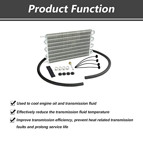 MAGQOO 8 Row Tube and Fin Transmission Cooler High Performance Universal Aluminium Oil Cooler Kit - size: 8 Row Cooler