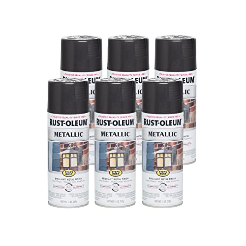 Rust-Oleum Stops Rust Metallic Spray Paint, Black Night - color: Black Night, size: 11 Ounce (Pack of 6)
