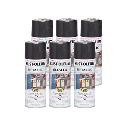 Rust-Oleum Stops Rust Metallic Spray Paint, Black Night - color: Black Night, size: 11 Ounce (Pack of 6)