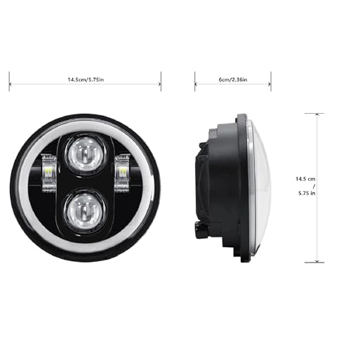 Shkalacar 3/4'' 5.75 inch LED Headlight Round, Motorcycle Projector Headlamp Super Wide Angle Driving Light