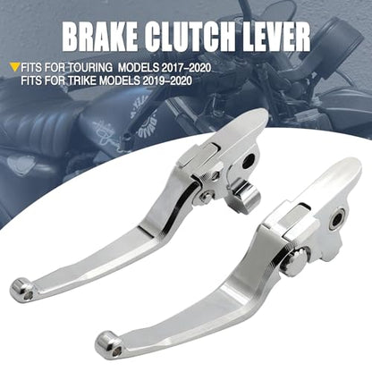Motorcycle Levers Brake Clutch Handle Adjustable Lever Fit for Harley 2017-2020 Touring Road Glide Road King Electra Glide Street Glide 2019-2020 Trike Tri Glide Freewheeler (Short, Chrome) - color: Chrome