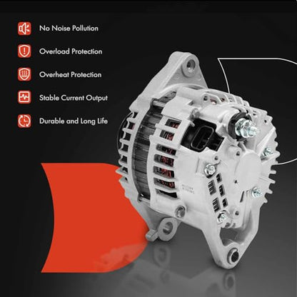A-Premium Alternator, 12V 80A 6-Groove Pulley CW, Compatible with Nissan
