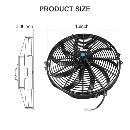 JDMSPEED New Universal Slim 16" Inch 12V Pull 1500 CFM Radiator Cooling Fan with Mounting Black - color: Black, size: 16 Inch