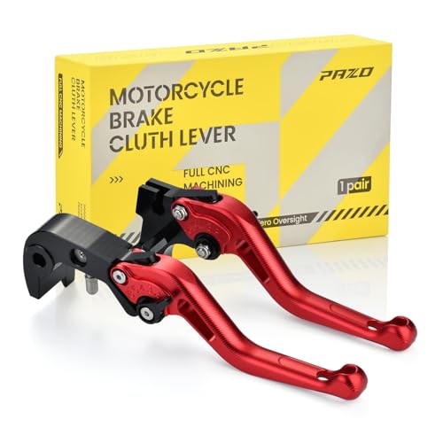 PAZO CNC 3D Texture Motorcycle Brake Clutch Levers - Red, for Yamaha YZF-R1(2025-2026), YZF-R7 (2021-2025), MT-10 FZ-10 (2022-2026), XSR900 (2022-2024), Adjustable 6063 Aluminum Handle - color: Red