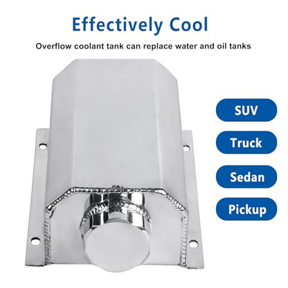 LokoCar Radiator Coolant Overflow Recover Tank 2L Universal Aluminum Silver - color: Silver, size: 2 Litres